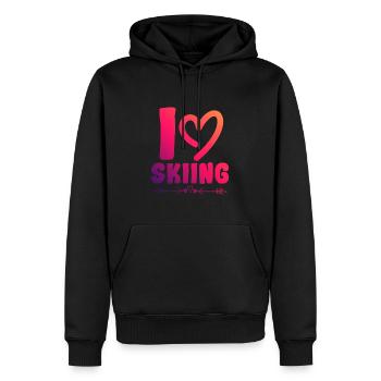 Ich liebe Skiing - Männer Premium Bio Hoodie - Schwarz - Vorne - Nico (187cm)