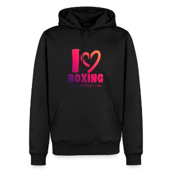 Ich liebe Boxen - Männer Premium Bio Hoodie - Schwarz - Vorne - Nico (187cm)