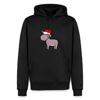 Esel Comic Weihnachten Xmas - Männer Premium Bio Hoodie - Schwarz - Vorne - Nico (187cm)
