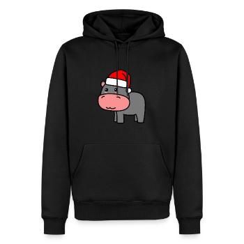 Nilpferd Weihnachten Comic Xmas - Männer Premium Bio Hoodie - Schwarz - Vorne - Nico (187cm)