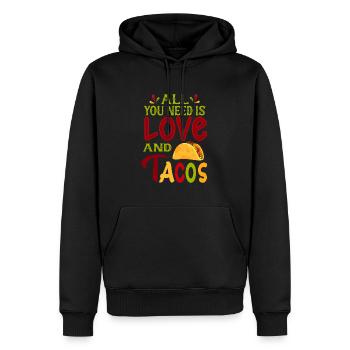 Tout ce dont vous avez besoin est de l’amour et des tacos - Sweat à capuche Premium bio Homme - noir - Devant - Nico (187cm)