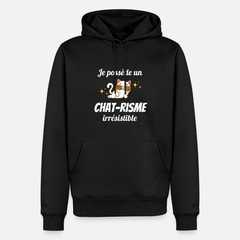 Chat-risme irrésistible - phrase drôle chat - Sweat à capuche Premium bio Homme - noir
