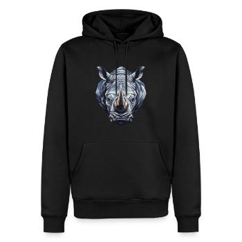 Nashorn Portrait - Männer Premium Bio Hoodie - Schwarz - Vorne - Nico (187cm)