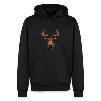 Elch Portrait - Männer Premium Bio Hoodie - Schwarz - Vorne - Nico (187cm)