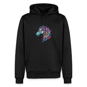 Einhorn Portrait - Männer Premium Bio Hoodie - Schwarz - Vorne - Nico (187cm)