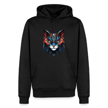 Portrait de chat - Sweat à capuche Premium bio Homme - noir - Devant - Nico (187cm)