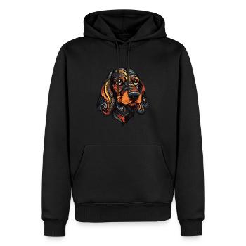 Teckel Portrait de chien teckel - Sweat à capuche Premium bio Homme - noir - Devant - Nico (187cm)