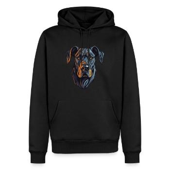 Portrait de chien dogue allemand - Sweat à capuche Premium bio Homme - noir - Devant - Nico (187cm)