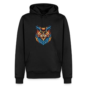 Portrait de hibou - Sweat à capuche Premium bio Homme - noir - Devant - Nico (187cm)