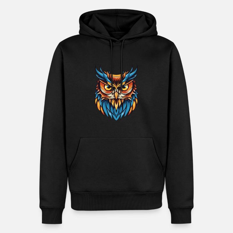 Portrait de hibou - Sweat à capuche Premium bio Homme - noir