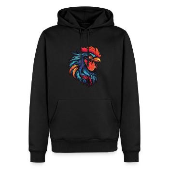 Hahn Portrait - Männer Premium Bio Hoodie - Schwarz - Vorne - Nico (187cm)