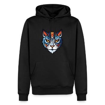 Tête de chat - Sweat à capuche Premium bio Homme - noir - Devant - Nico (187cm)