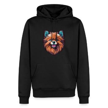 Tête de chien de Poméranie - Sweat à capuche Premium bio Homme - noir - Devant - Nico (187cm)