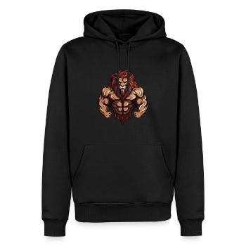 Löwe Fitness Muskeln Workout Gym - Männer Premium Bio Hoodie - Schwarz - Vorne - Nico (187cm)
