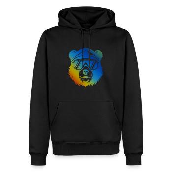 Ski Bär Snowboarder Bunt - Männer Premium Bio Hoodie - Schwarz - Vorne - Nico (187cm)
