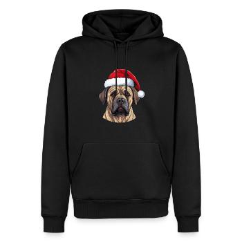 Portrait de Noël tête de chien Boerboel - Sweat à capuche Premium bio Homme - noir - Devant - Nico (187cm)