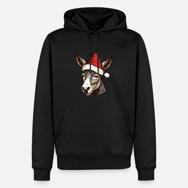 Portrait de Noël tête d’âne - Sweat à capuche Premium bio Homme - noir