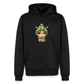 Deer Cute Winter - Men’s Premium Organic Hoodie - black - Front - Nico (187cm)