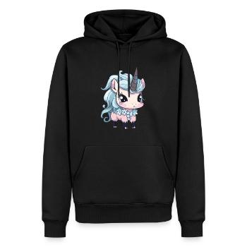 Licorne Animal Bébé Anime Hiver - Sweat à capuche Premium bio Homme - noir - Devant - Nico (187cm)