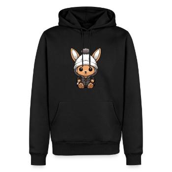 Lapin Animal Bébé Bande Dessinée Hiver - Sweat à capuche Premium bio Homme - noir - Devant - Nico (187cm)