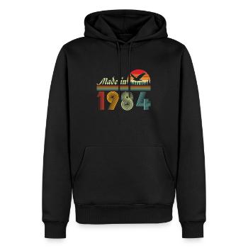 Vinatge 1984 Cadeau d’anniversaire - Sweat à capuche Premium bio Homme - noir - Devant - Nico (187cm)