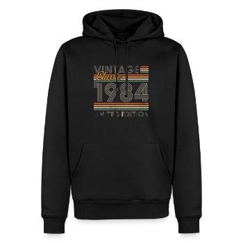 Vinatge 1984 Cadeau d’anniversaire - Sweat à capuche Premium bio Homme - noir - Devant - Nico (187cm)