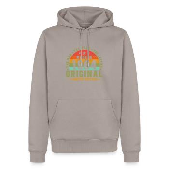 Vinatge 1984 Geburtstagsgeschenk - Männer Premium Bio Hoodie - Taupe - Vorne - Nico (187cm)
