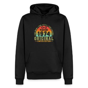 Vinatge 1974 Geburtstagsgeschenk - Männer Premium Bio Hoodie - Schwarz - Vorne - Nico (187cm)