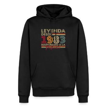 Légende depuis 1983 Cadeau d’anniversaire - Sweat à capuche Premium bio Homme - noir - Devant - Nico (187cm)
