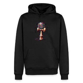 Kendama japonais Maître Kendama - Sweat à capuche Premium bio Homme - noir - Devant - Nico (187cm)