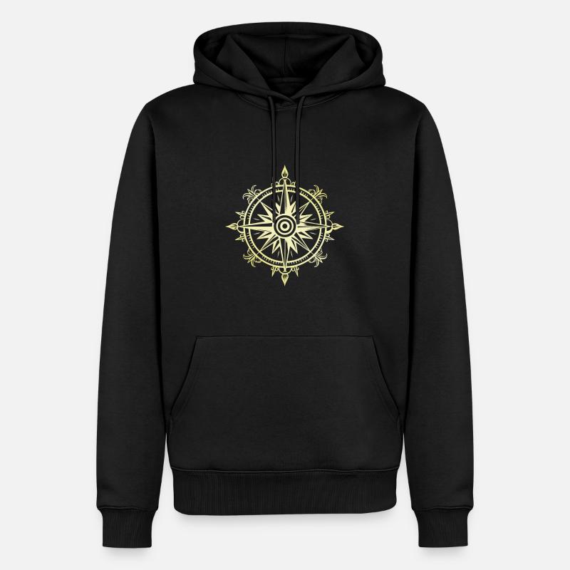 Kompass Gold - Männer Premium Bio Hoodie - Schwarz