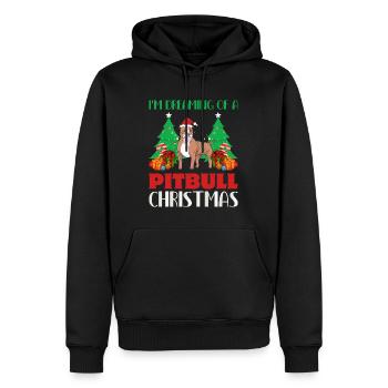 Christmas Shirt - Dreaming Of A Pitbull Christmas - Men’s Premium Organic Hoodie - black - Front - Nico (187cm)