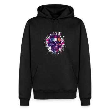 Crâne de Roi Couronne Royale - Sweat à capuche Premium bio Homme - noir - Devant - Nico (187cm)
