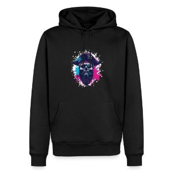 Capitaine Crâne de pirate - Sweat à capuche Premium bio Homme - noir - Devant - Nico (187cm)