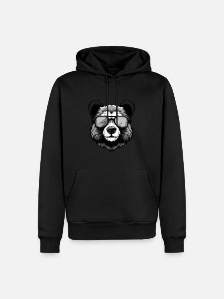 Panda Hipster Cool Party - Men’s Premium Organic Hoodie - black