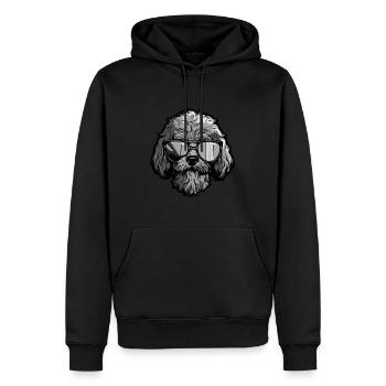 Pudel Hund Hipster Cool Party - Männer Premium Bio Hoodie - Schwarz - Vorne - Nico (187cm)