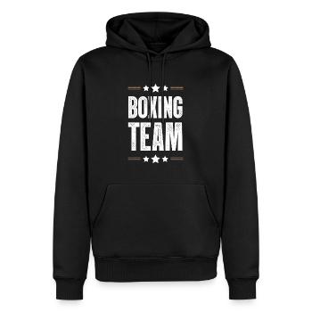 Équipe de boxe - Sweat à capuche Premium bio Homme - noir - Devant - Nico (187cm)