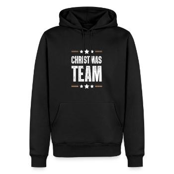 L’équipe de Noël - Sweat à capuche Premium bio Homme - noir - Devant - Nico (187cm)