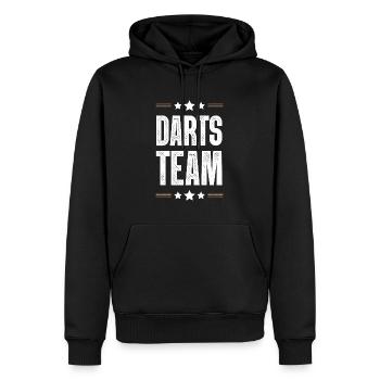 Darts Team - Männer Premium Bio Hoodie - Schwarz - Vorne - Nico (187cm)