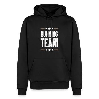 Running Team - Männer Premium Bio Hoodie - Schwarz - Vorne - Nico (187cm)