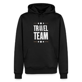 Travel Team - Männer Premium Bio Hoodie - Schwarz - Vorne - Nico (187cm)