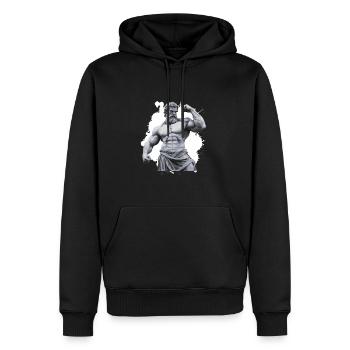 Greek Warrior Bodybuilding Gym - Männer Premium Bio Hoodie - Schwarz - Vorne - Nico (187cm)