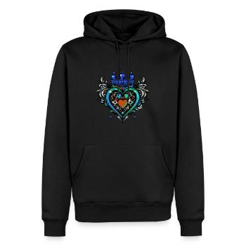 Heart Crown Love - Men’s Premium Organic Hoodie - black - Front - Nico (187cm)