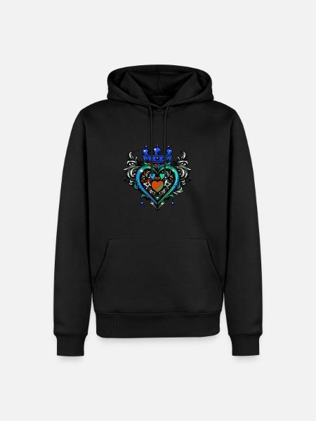 Herz Krone Liebe - Männer Premium Bio Hoodie - Schwarz
