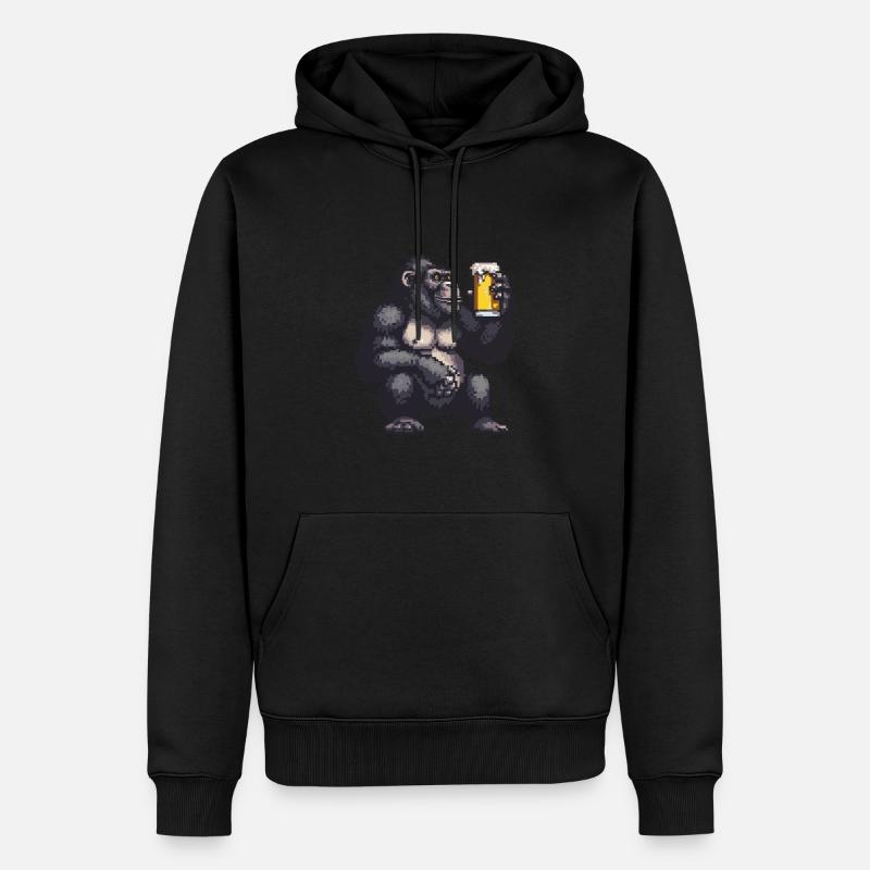 Bière Gorilla Pixel - Sweat à capuche Premium bio Homme - noir