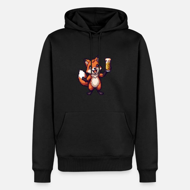 Fuchs Pixel Bier - Männer Premium Bio Hoodie - Schwarz