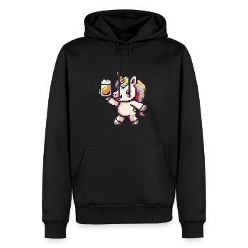 Einhorn Pixel Bier - Männer Premium Bio Hoodie - Schwarz - Vorne - Nico (187cm)