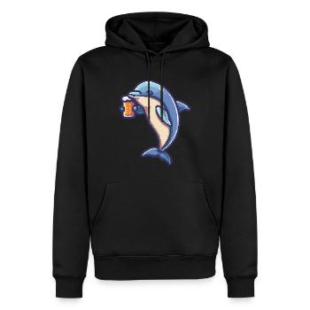 Bière Delfin Pixel - Sweat à capuche Premium bio Homme - noir - Devant - Nico (187cm)