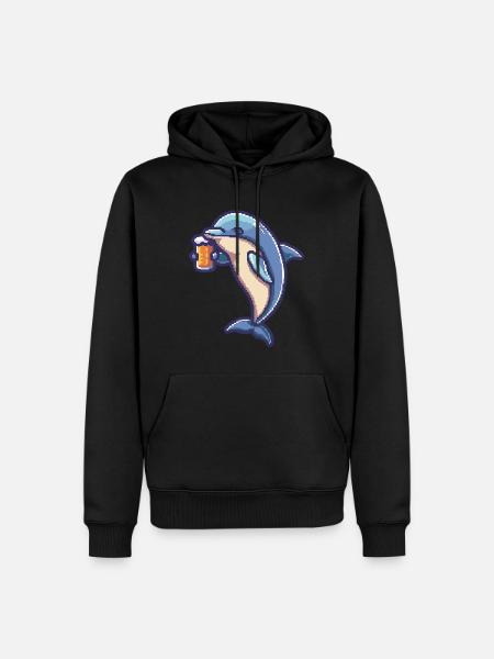 Delfin Pixel Beer - Men’s Premium Organic Hoodie - black