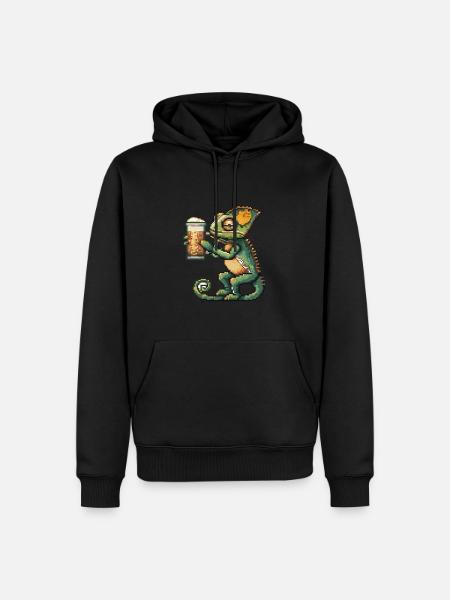Chameleon Pixel Bier - Männer Premium Bio Hoodie - Schwarz